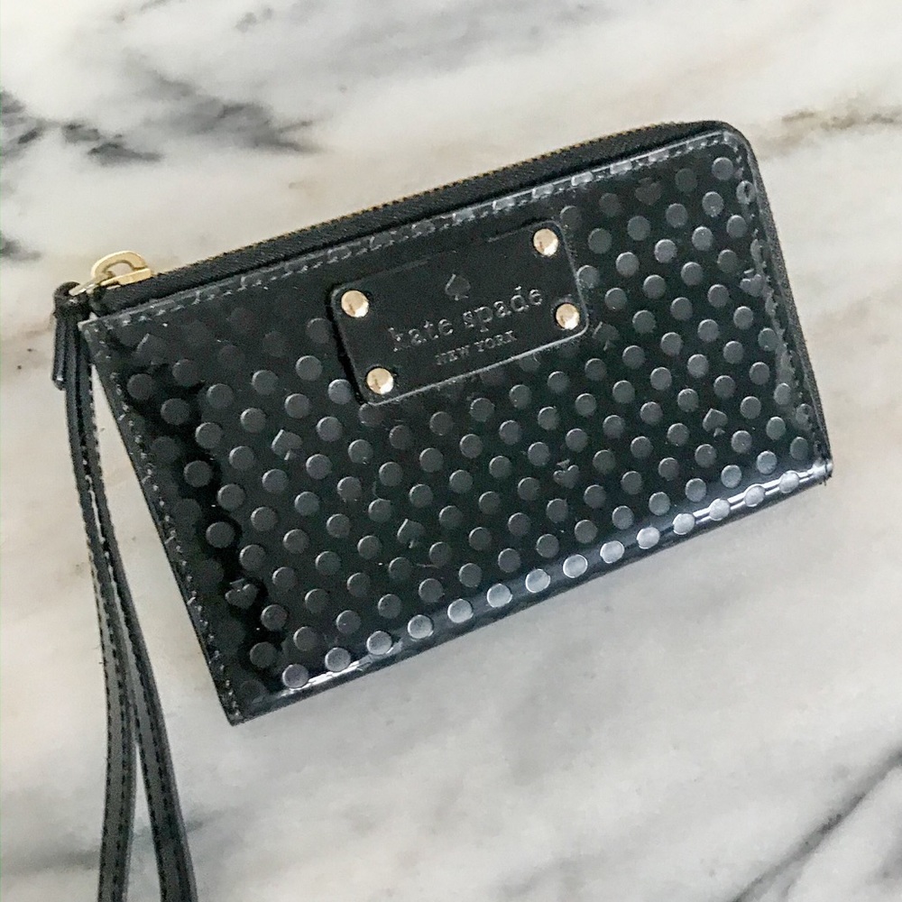 Kate Spade Black Patent Leather Wristlet